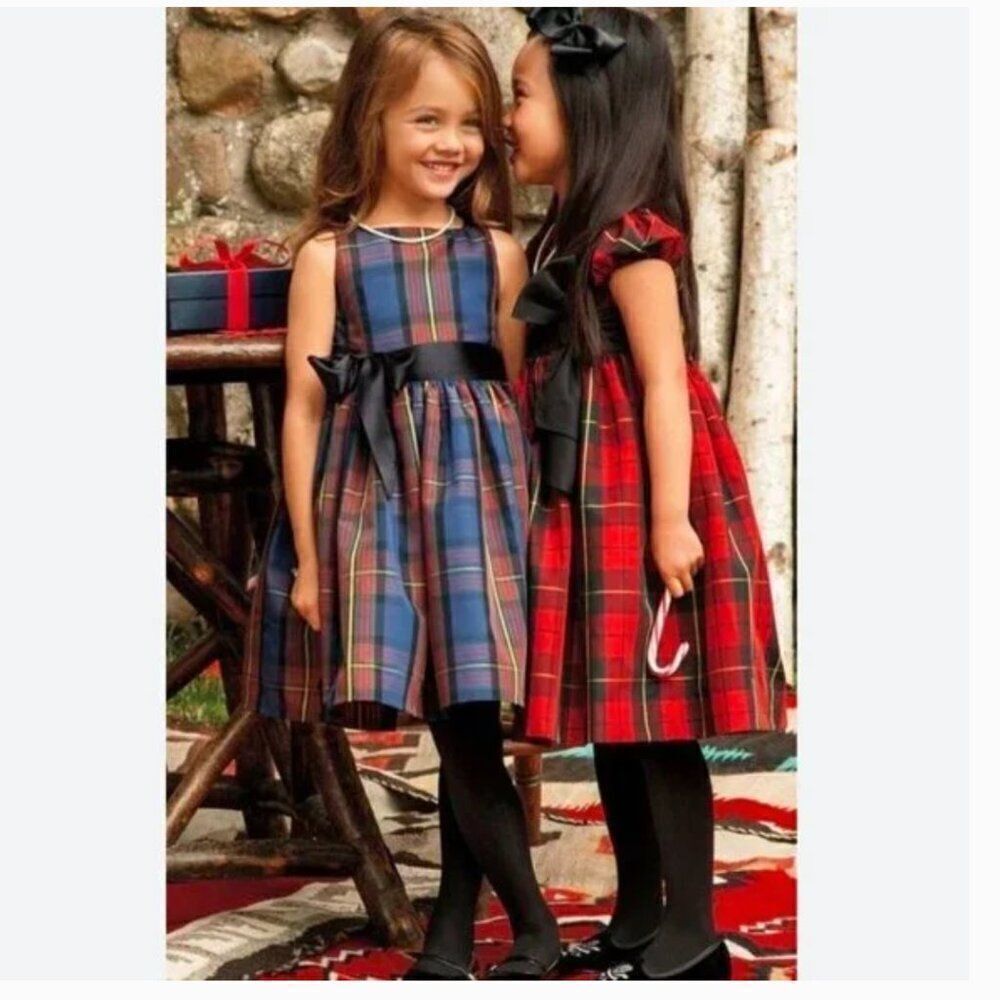 Ralph Lauren Dress Plaid Belted Ribbon Pockets 10